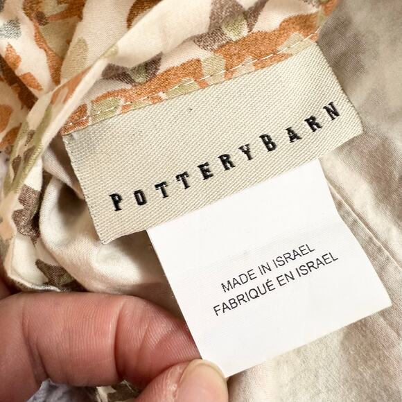 Pottery Barn Agatha Paisley Pale Sage Rust Tan Euro Pillow Sham Set 2 Cotton - Picture 3 of 5